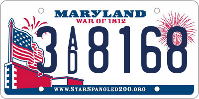 MD license plate 3AD8168