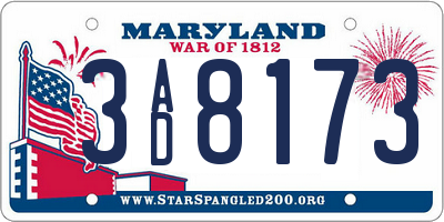 MD license plate 3AD8173