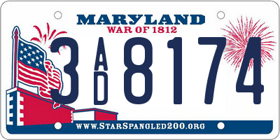 MD license plate 3AD8174