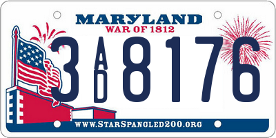 MD license plate 3AD8176