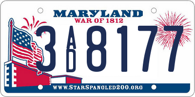 MD license plate 3AD8177