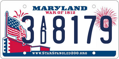 MD license plate 3AD8179