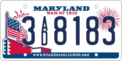 MD license plate 3AD8183