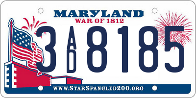 MD license plate 3AD8185