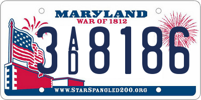 MD license plate 3AD8186