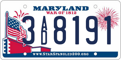 MD license plate 3AD8191