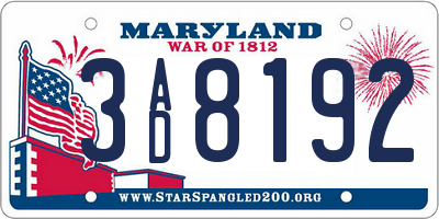 MD license plate 3AD8192