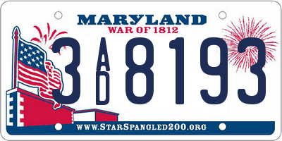 MD license plate 3AD8193