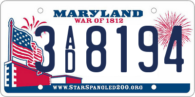 MD license plate 3AD8194