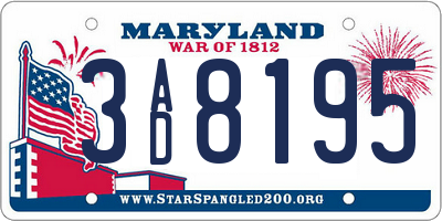 MD license plate 3AD8195