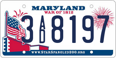 MD license plate 3AD8197