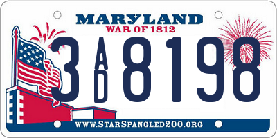 MD license plate 3AD8198