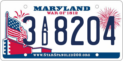 MD license plate 3AD8204