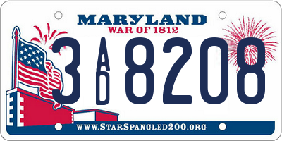 MD license plate 3AD8208