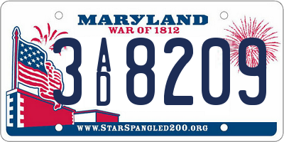 MD license plate 3AD8209
