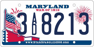 MD license plate 3AD8213