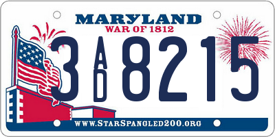 MD license plate 3AD8215