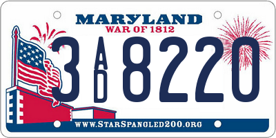 MD license plate 3AD8220