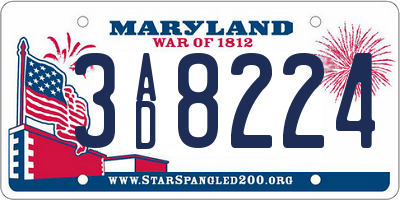 MD license plate 3AD8224