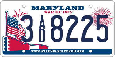 MD license plate 3AD8225