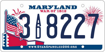 MD license plate 3AD8227