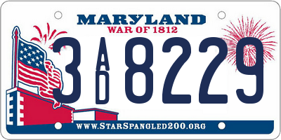 MD license plate 3AD8229