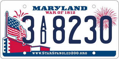 MD license plate 3AD8230