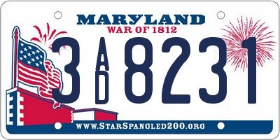 MD license plate 3AD8231