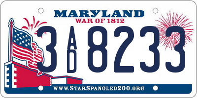 MD license plate 3AD8233