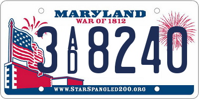 MD license plate 3AD8240
