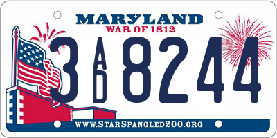 MD license plate 3AD8244