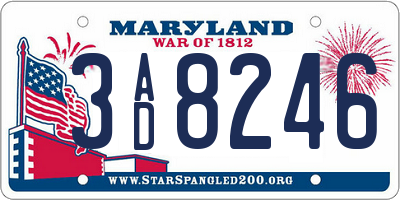 MD license plate 3AD8246