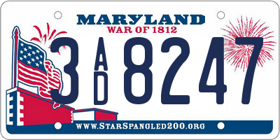 MD license plate 3AD8247