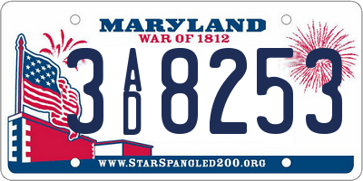 MD license plate 3AD8253