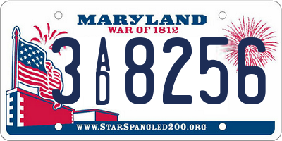 MD license plate 3AD8256