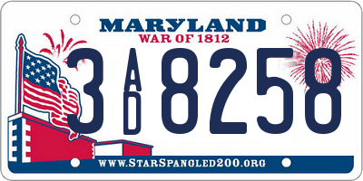 MD license plate 3AD8258