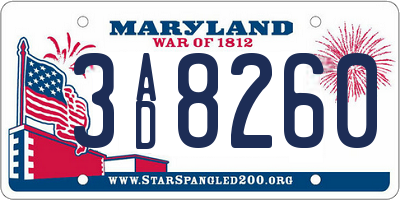 MD license plate 3AD8260