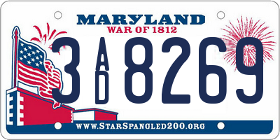 MD license plate 3AD8269