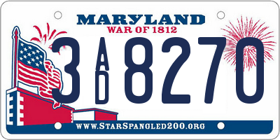 MD license plate 3AD8270