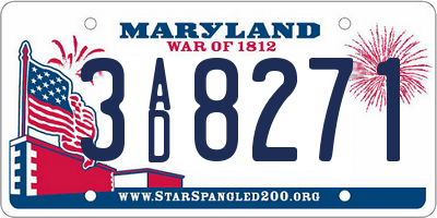 MD license plate 3AD8271