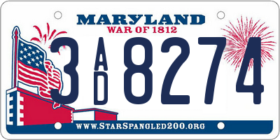 MD license plate 3AD8274
