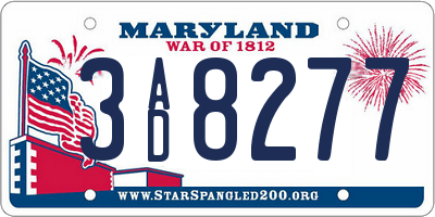 MD license plate 3AD8277