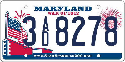 MD license plate 3AD8278