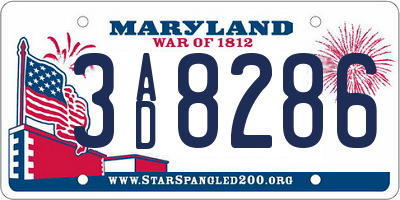 MD license plate 3AD8286