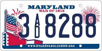 MD license plate 3AD8288
