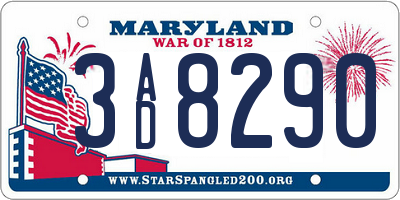 MD license plate 3AD8290