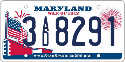 MD license plate 3AD8291