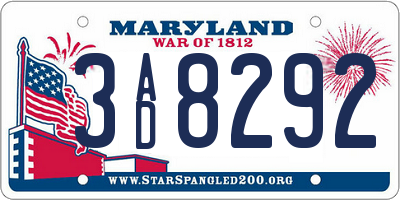 MD license plate 3AD8292