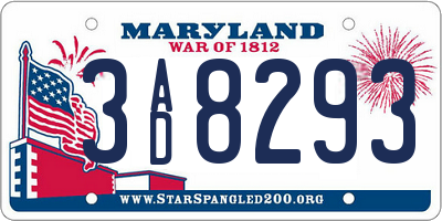 MD license plate 3AD8293
