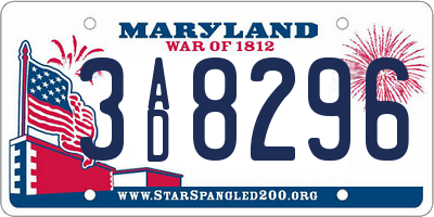 MD license plate 3AD8296